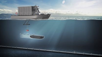 Rendering of the integrated XLUUV + USV + LARS solution
